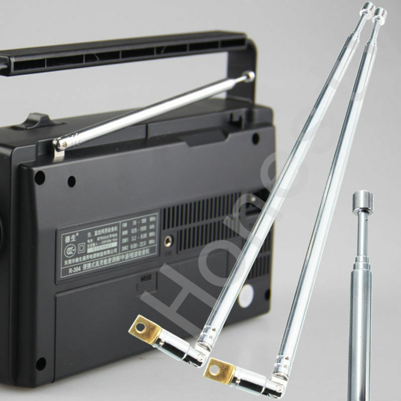 2PCS 630mm 4 Sections Full-channel AM FM Radio Telescopic Antenna Replacement