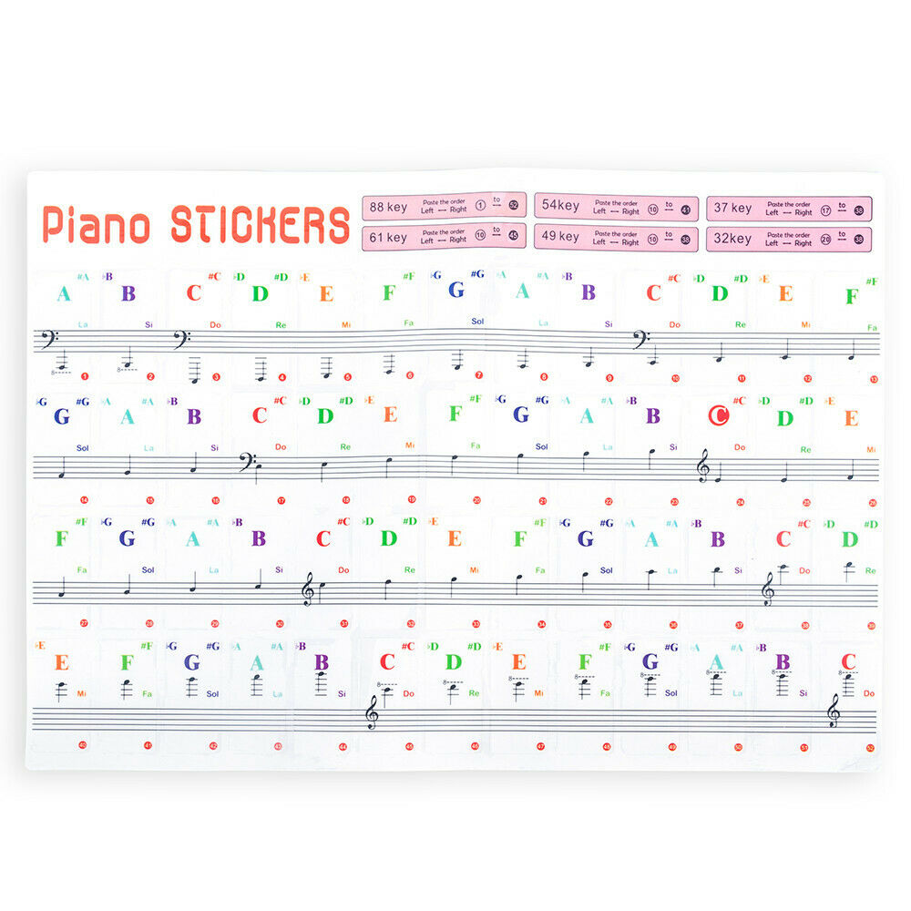 Removable PVC Piano and Keyboard Stickers for 49 61 76 88 Transparent DIY