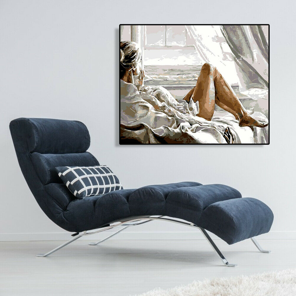 Painting By Numbers Kit DIY Sexy Beauty Hand Painted Canvas Oil Art Picture @