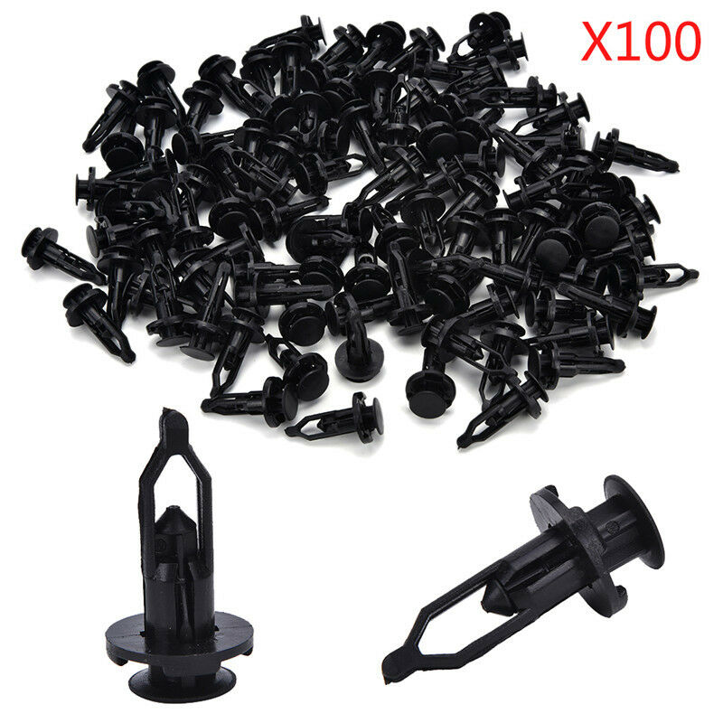100x 9mm Car Door Trim Fender Clips Black Plastic Rivets Fastener for BDD