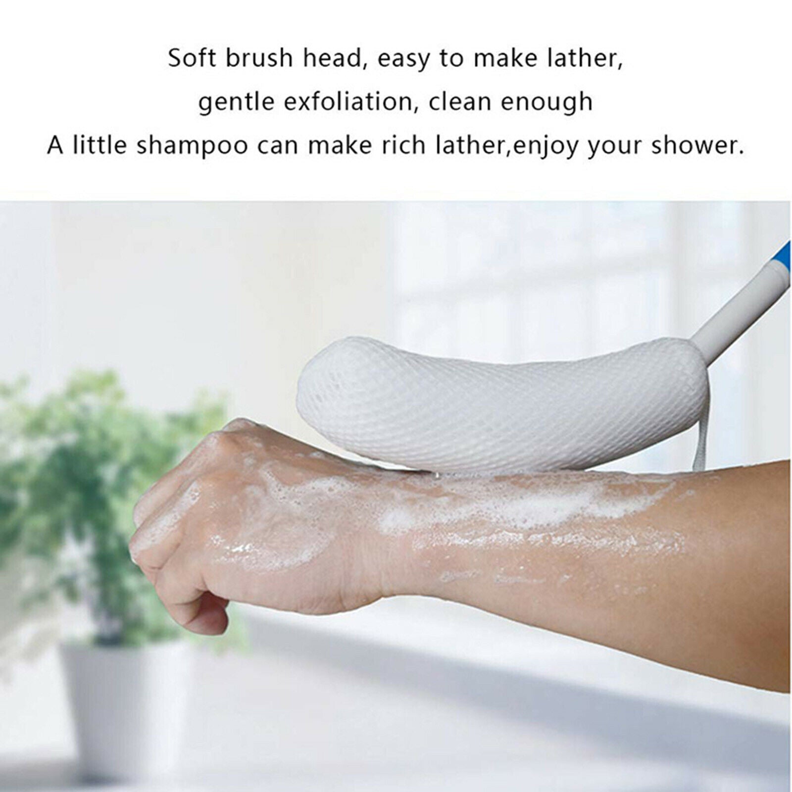 Back Bath Brush for Elderly Lotion Applicators Anti-Slip Handle Improve Skin's