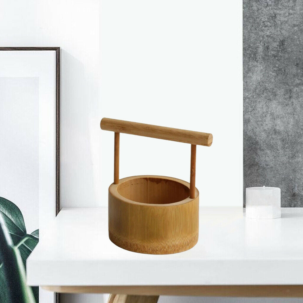 Retro Bamboo Refreshments Basket Storage Plate with Handles Gift for Family