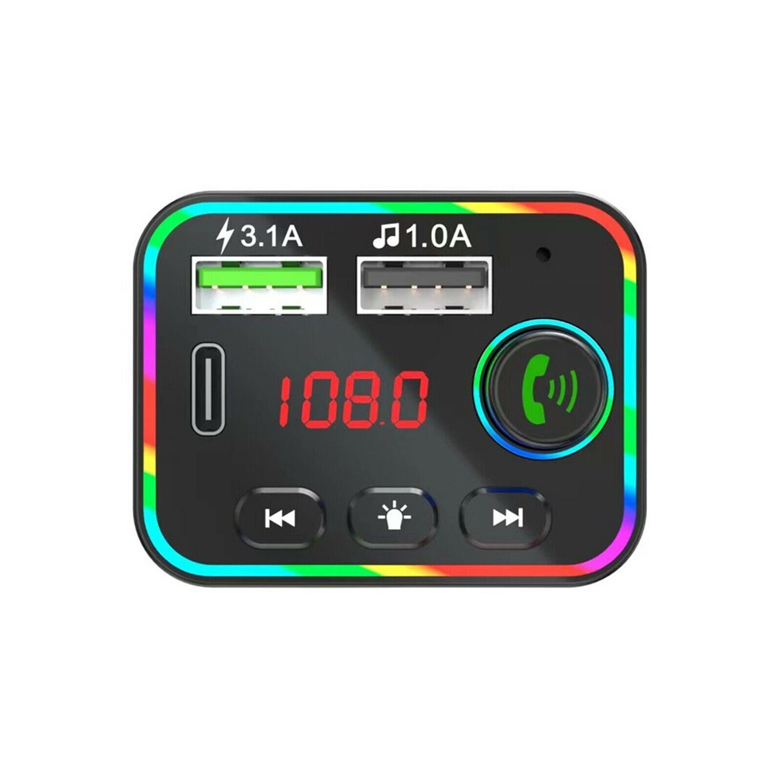 Quick 3.1 Fast Car Charger FM Transmitter Cigarette Lighter Voltage Display