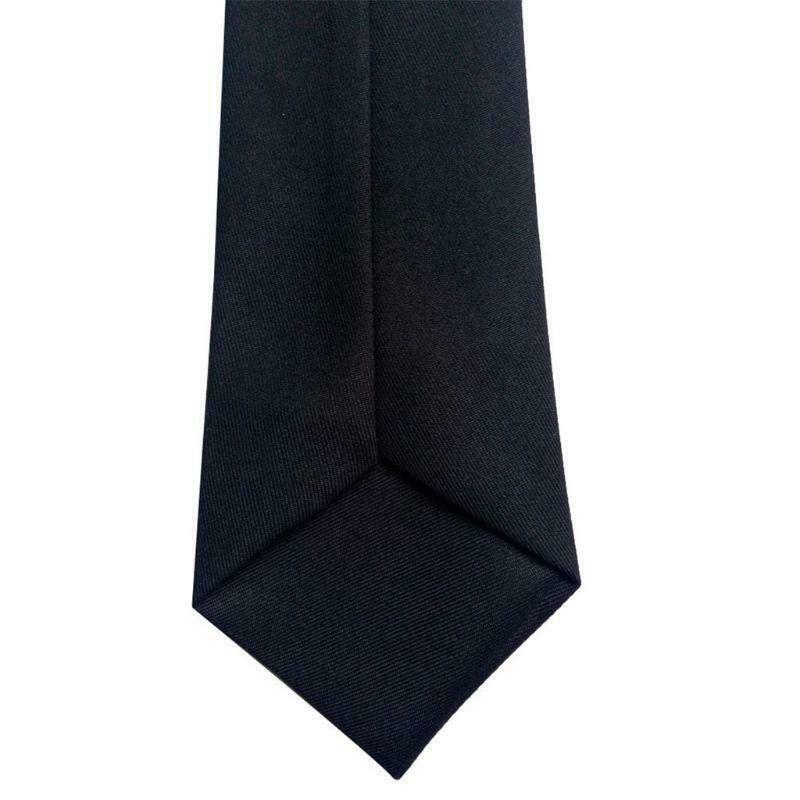 50x8cm Mens Uniform Solid Black Color Imitation Silk Clip-On Pre-Tied Neck Ties