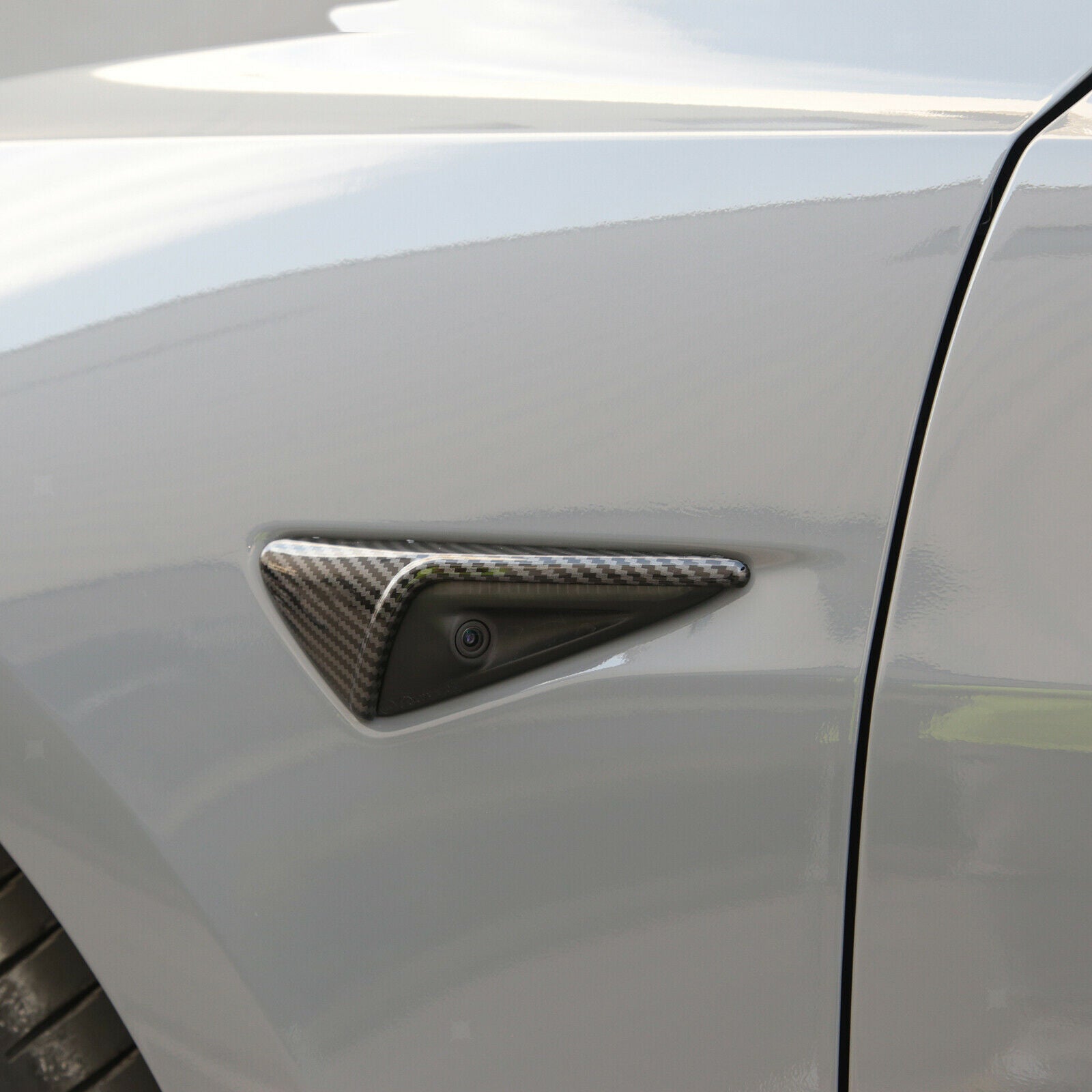 2 Packs Side Cover Fit for Tesla 2021 Trim ABS Exterior glossy carbon fiber