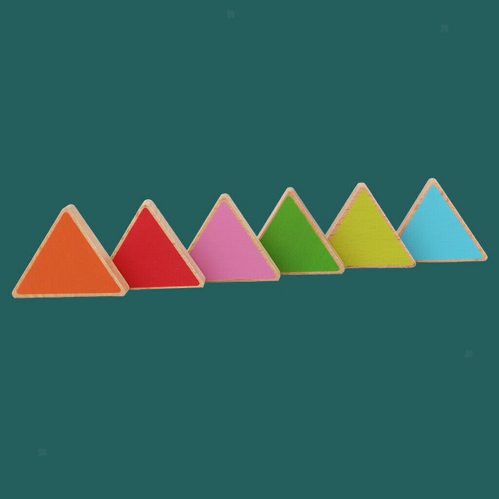 Wooden Jigsaw Puzzles, Included 24pcs Triangle Pieces and 1 Jigsaw Board, Color