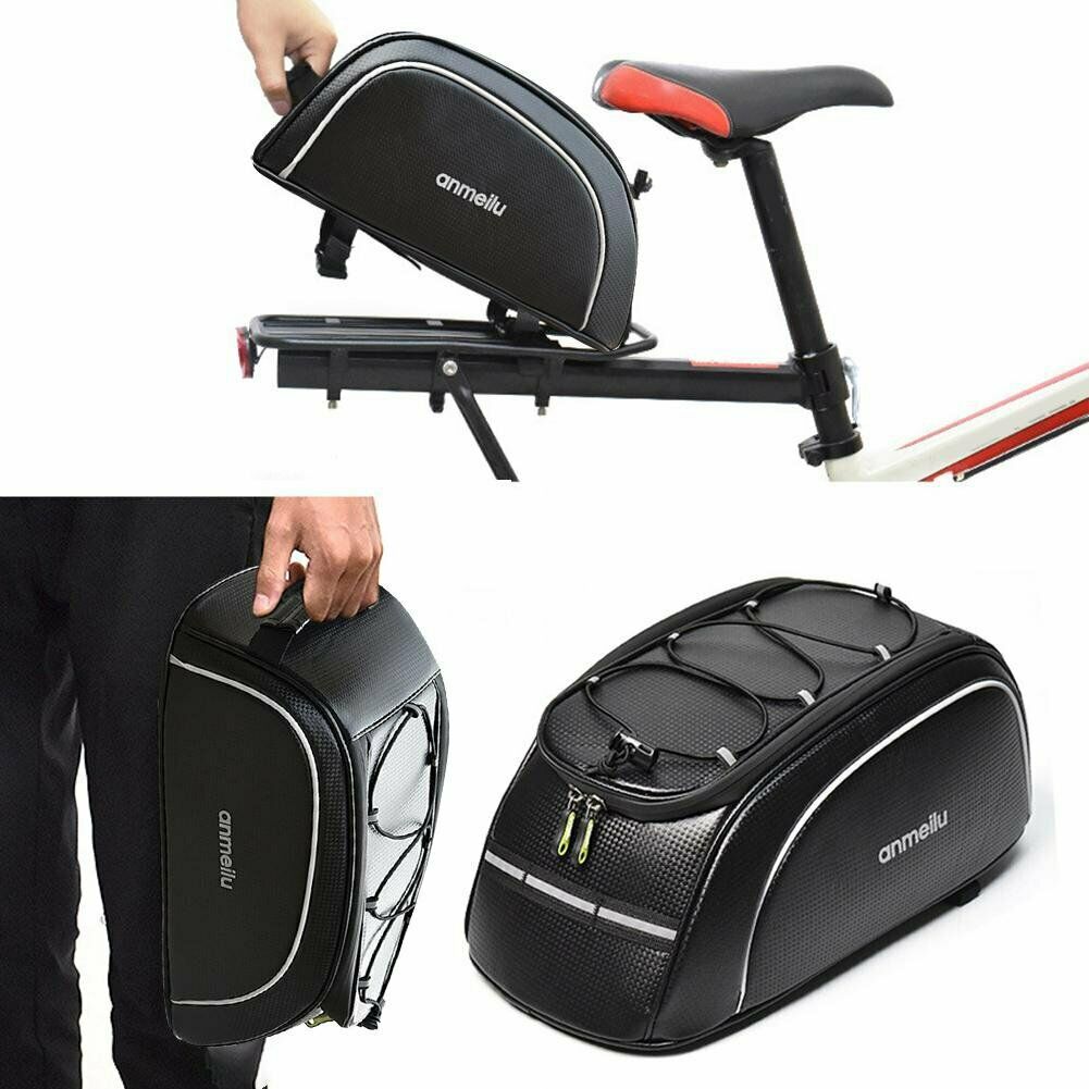 8L Bike Rear Seat Bag Bicycle Backseat Cycling Pannier Rack Trunk Travel Bag PU