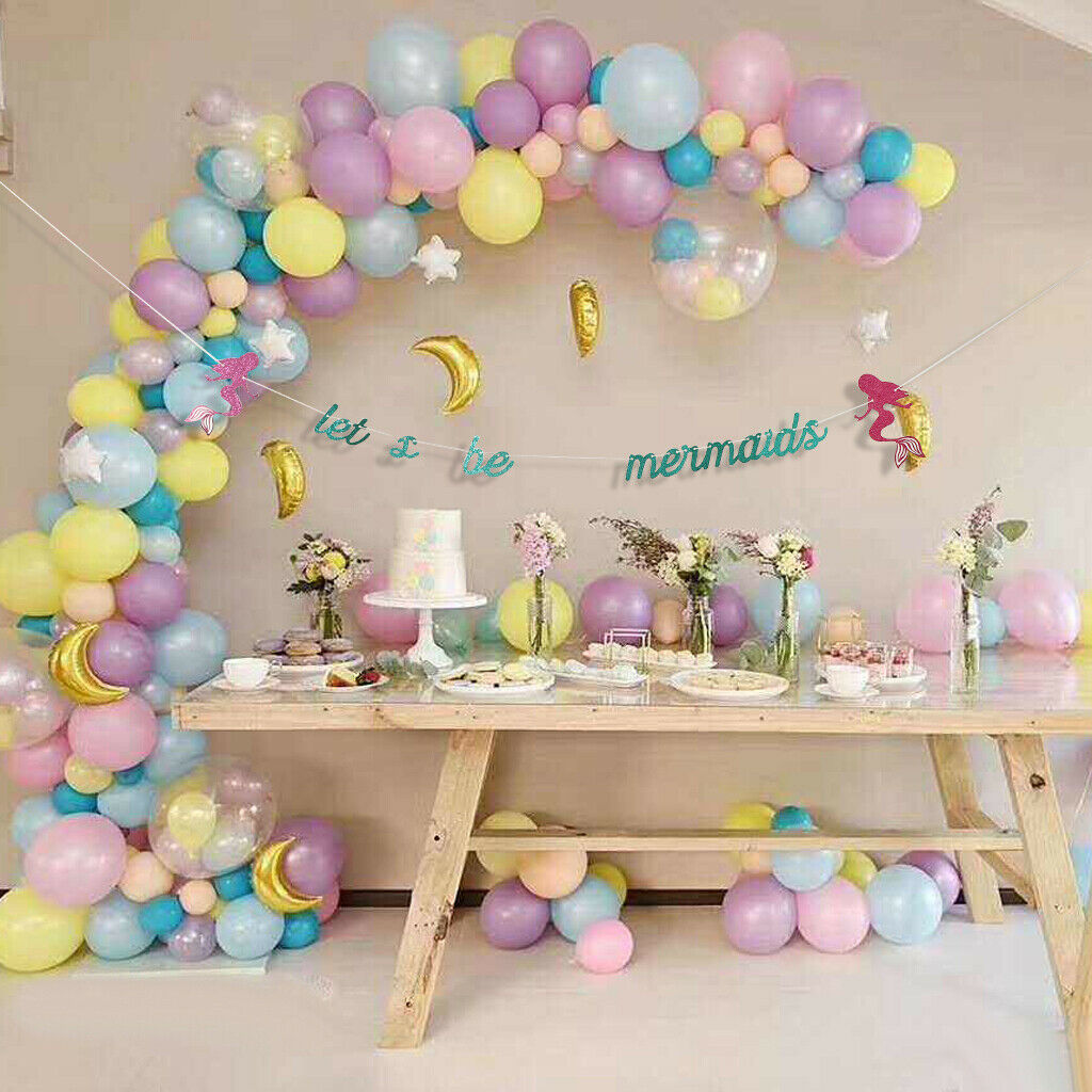 Let's Be Mermaid Garland Mermaid Theme Party Banner Decor