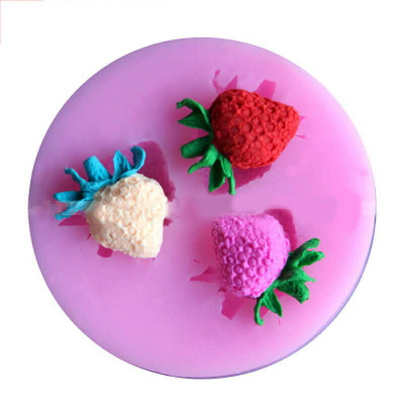 Three Holes Strawberry Silicone Mold Cake Decorating  Tools ChocolateMold.l8