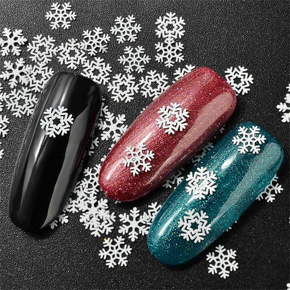 Manicure Decor Beauty Gillter Flakes White Snowflake DIY Art Tips Nail Sequins
