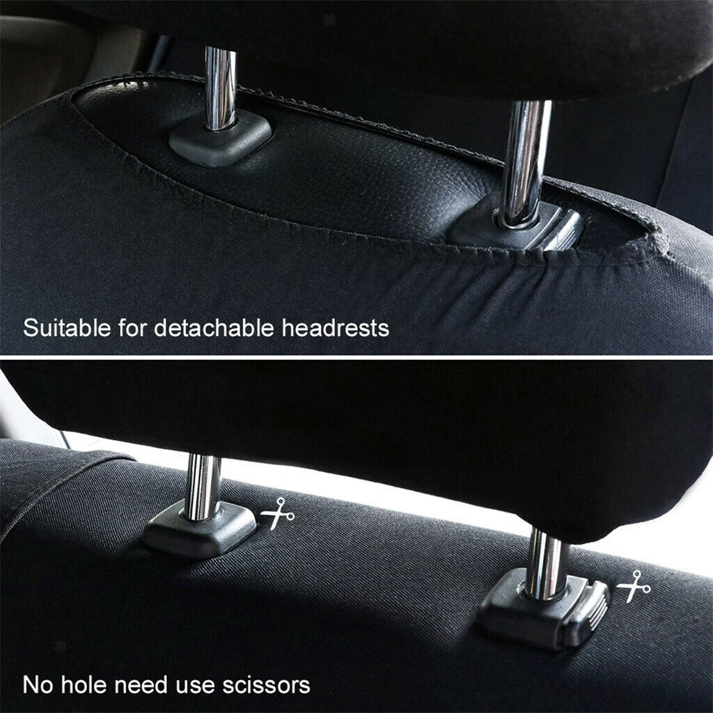 9pcs Cloth Fabric Car Seat Covers - Car Interior Protection, Classic Black