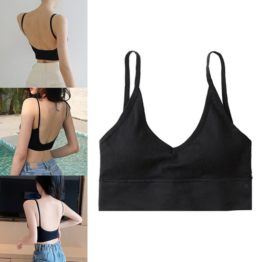 2PCS Women's Bralette Spaghetti Straps Comfort Bra Bustier Crop Top Yoga Bra