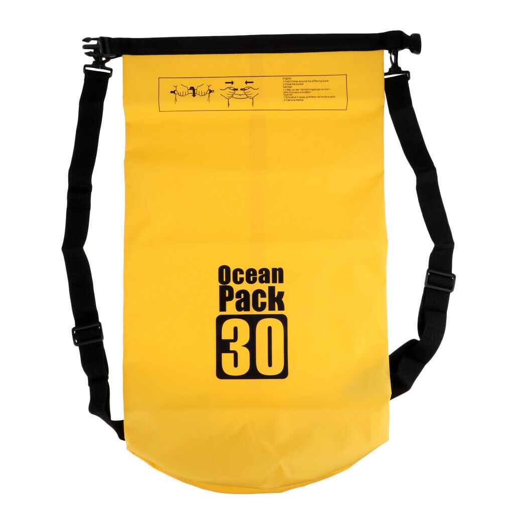 30L Waterproof Dry Bag Backpack for Canoe Boating Kayaking Floating Yellow