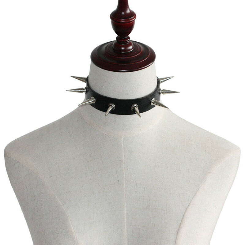 Adjustable Choker Rivet Necklace Leather Harajuku Spikes Gothic Punk Jewelery HN