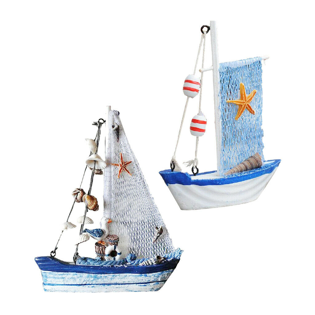 2Pieces Mediterranean Nautical Tropical Fishing Net Sailing Home Ornament