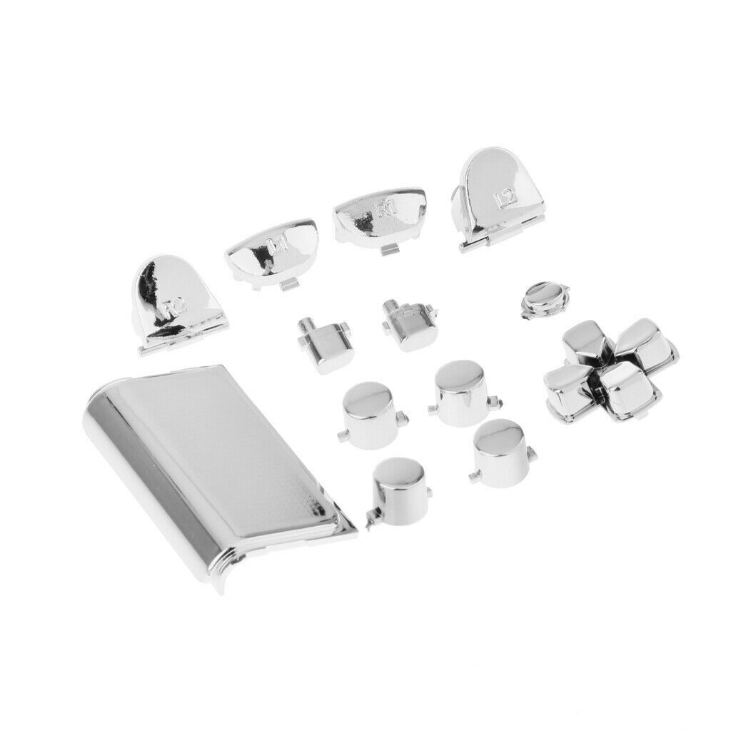 2Piece Replacement Chrome Plating Buttons and Touchpad for PS4 Controller