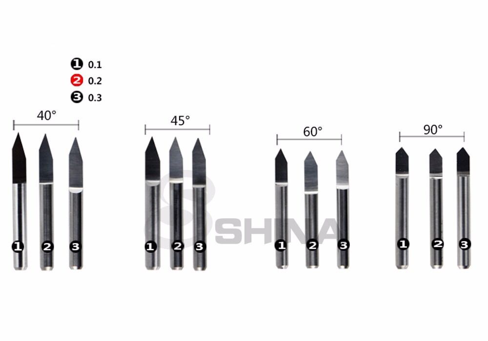 5x 6mm 90deg 0.2mm Tungsten Carbide Engraving Bits CNC Router Tool