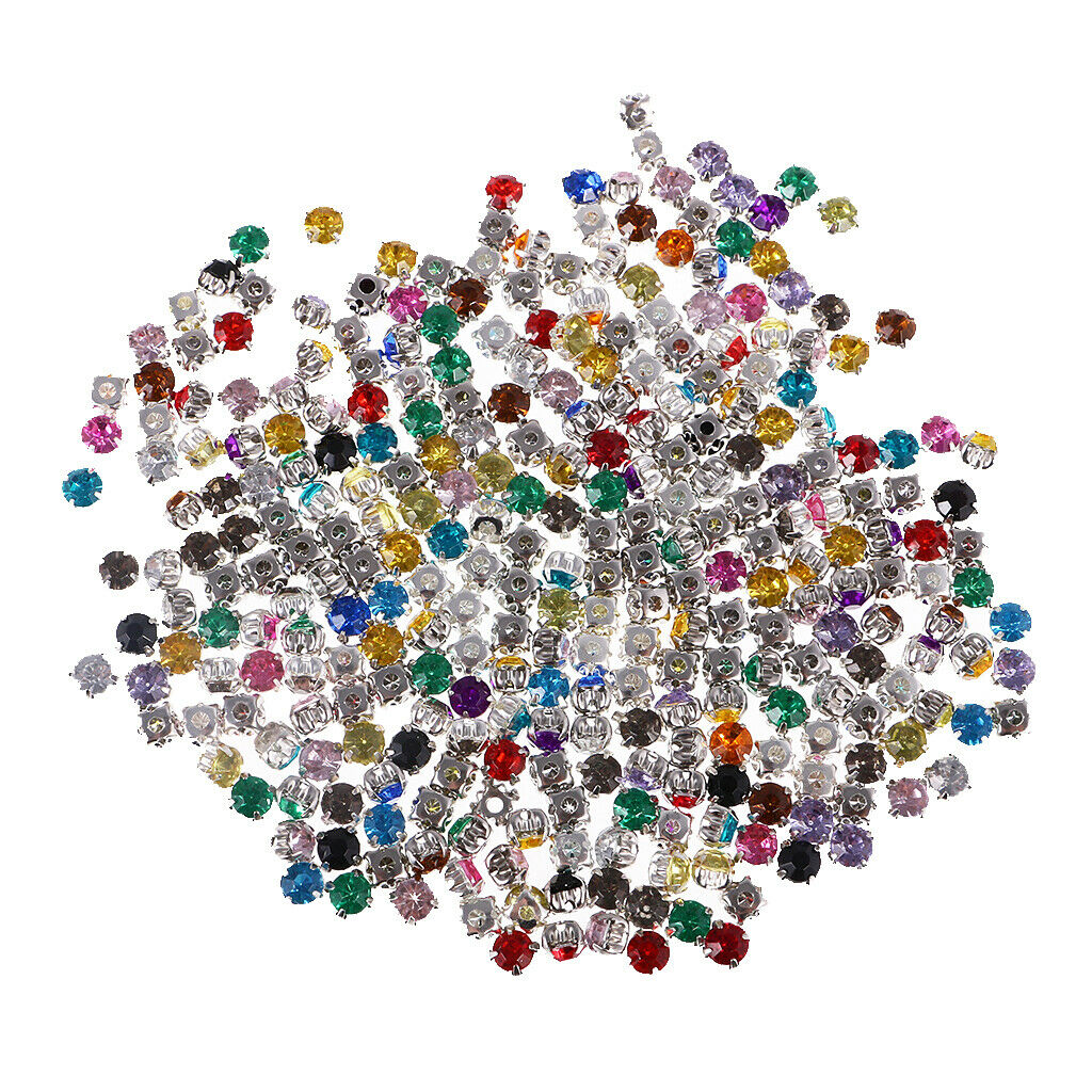 300pcs Sew On Crystal Loose Beads Faceted Beads Wedding Embellishment 6mm