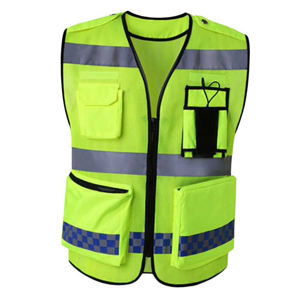 Reflective Vest Safety Sleeveless Waistcoat With Zipper Yellow D