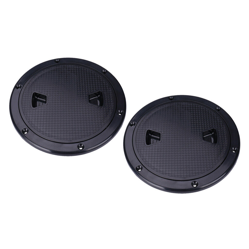 2pcs Marine Boat RV Black 8Inch Access Hatch Covers Screw Out Deck Plate