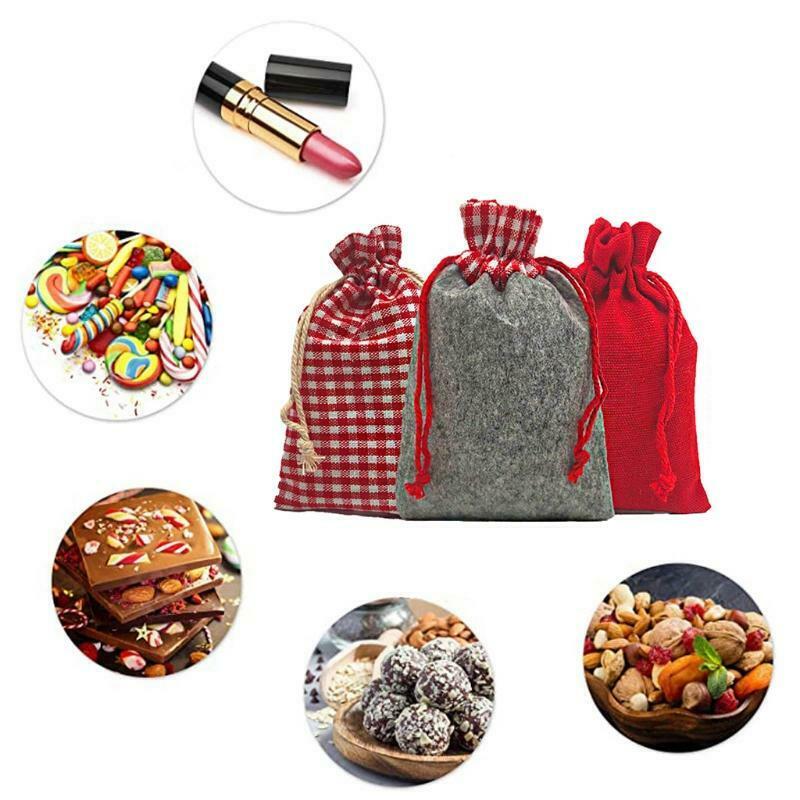 2021 Red Christmas Advent Calendar 24 Days Hanging Drawstring Candy Bags DIY