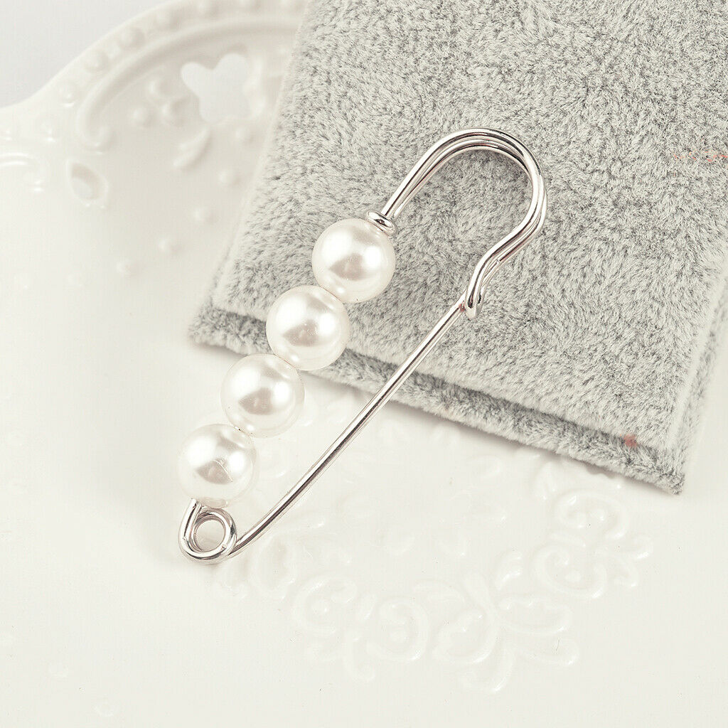 Elegant Pearls Brooch Pin Clip Ladies Lapel Safety Pin Charms Badge Decor