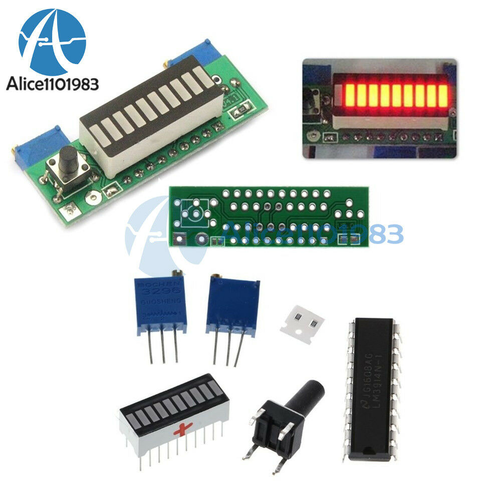 LM3914 Battery Capacity Power Level Red LED Indicator for Li-ion Battery 3.7V