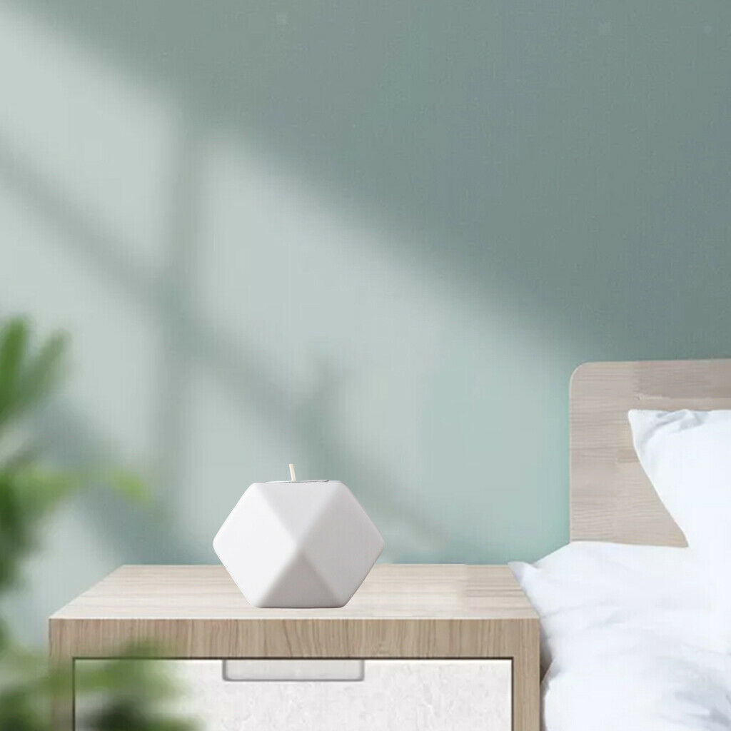 White Ceramic Geometry Candle Holders Candle Centerpieces for Bedroom Decor