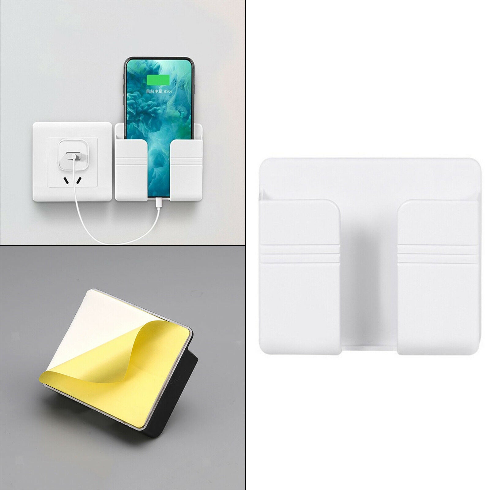 Wall-Mounted Storage Box Organizer Case Charger Pocket for Phone Home office