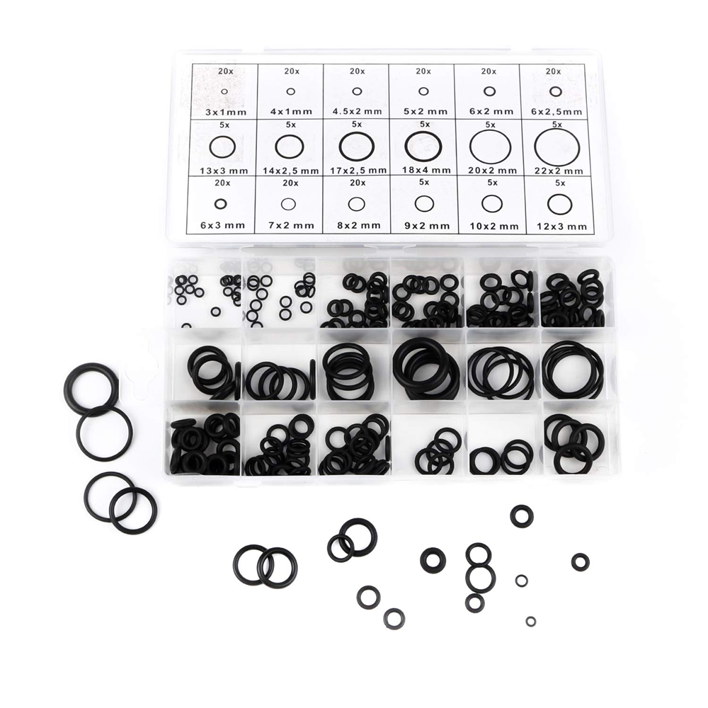 225pcs Rubber O Ring Assortment Set Hydraulic Plumbing Gasket Paintball Seal Kit