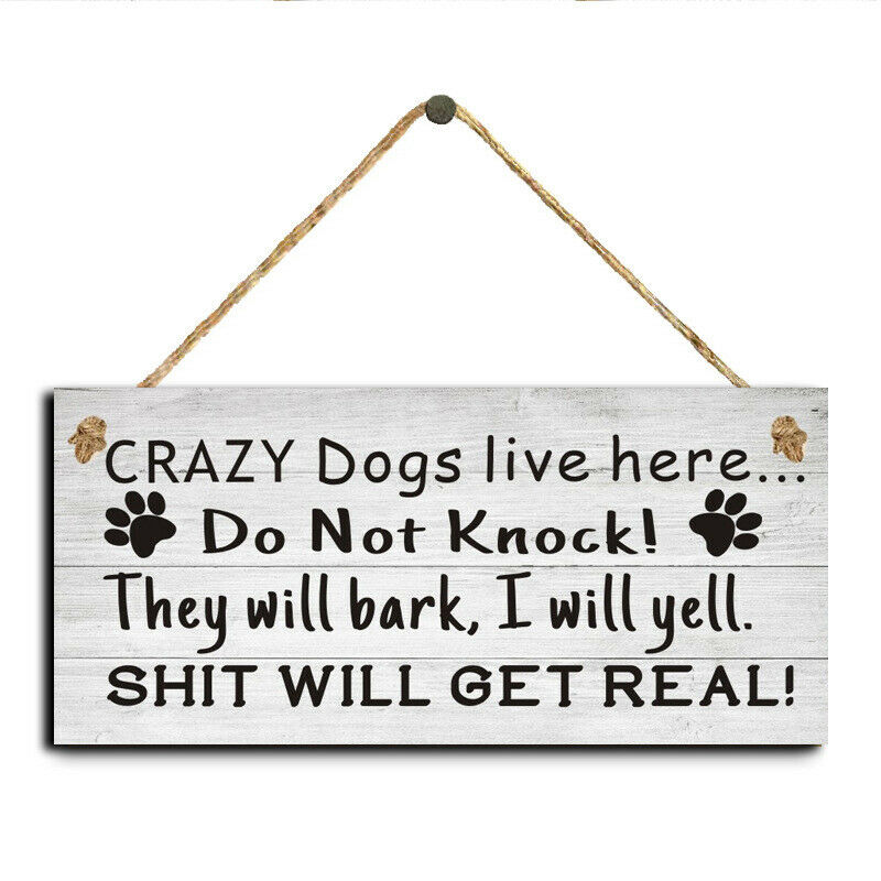 Dog Signs Wooden Hanging Plaque Gift Dog Lover Home Outdoor Decor 3.9"×7..l8