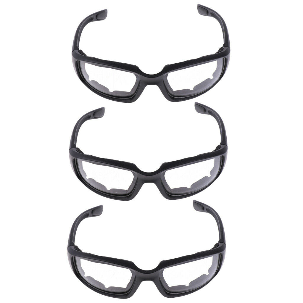 Motorcycle 3x Motorbike Riding Glasses Wind Resistant Padded Comfortable