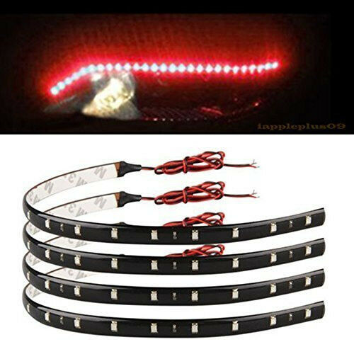 8x Red 15LED 30CM Car Grill Flexible Waterproof Light Strips Interior Decor Lamp