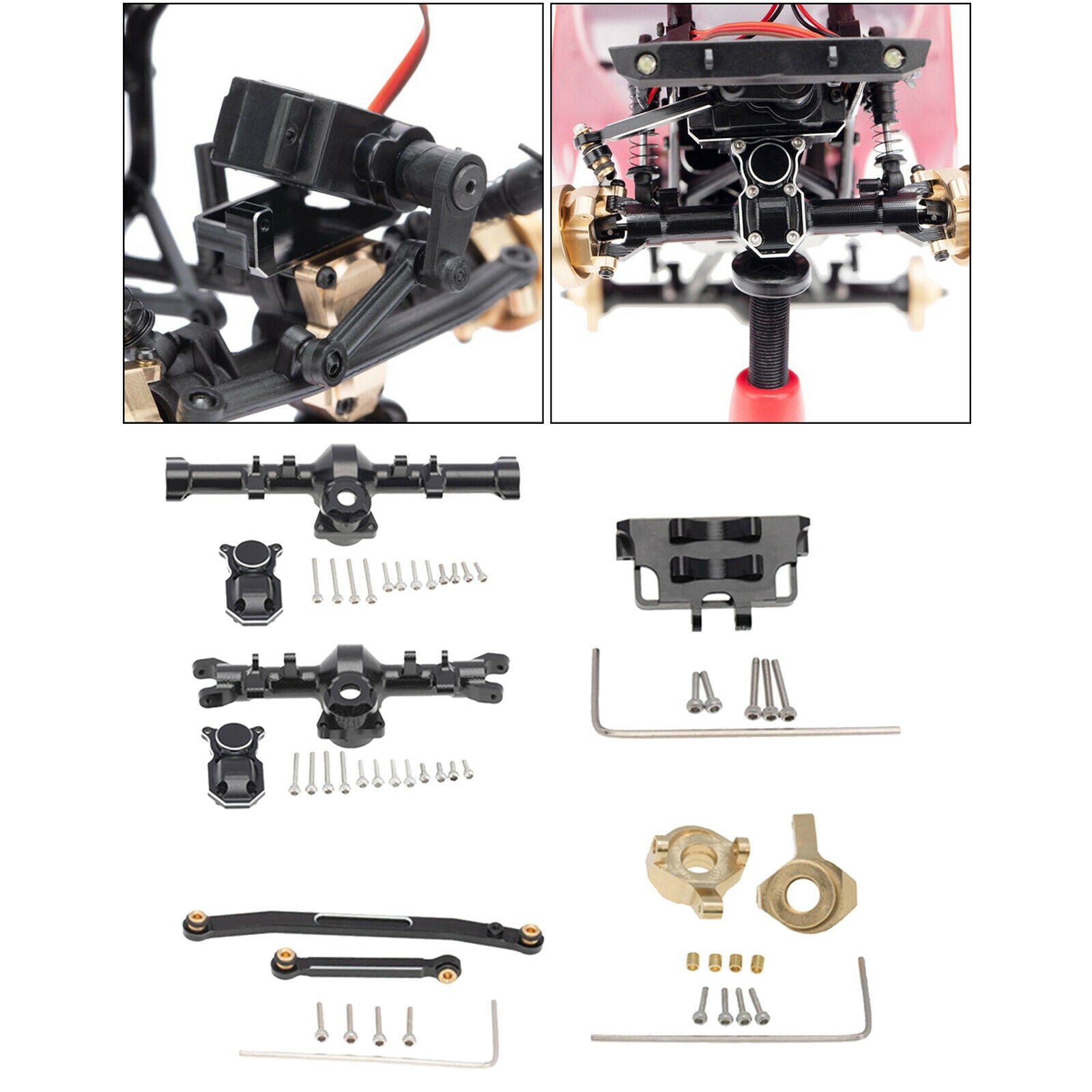 Metal Axle Housing Combo for Axial SCX24 90081 1:24 RC Car Replacement