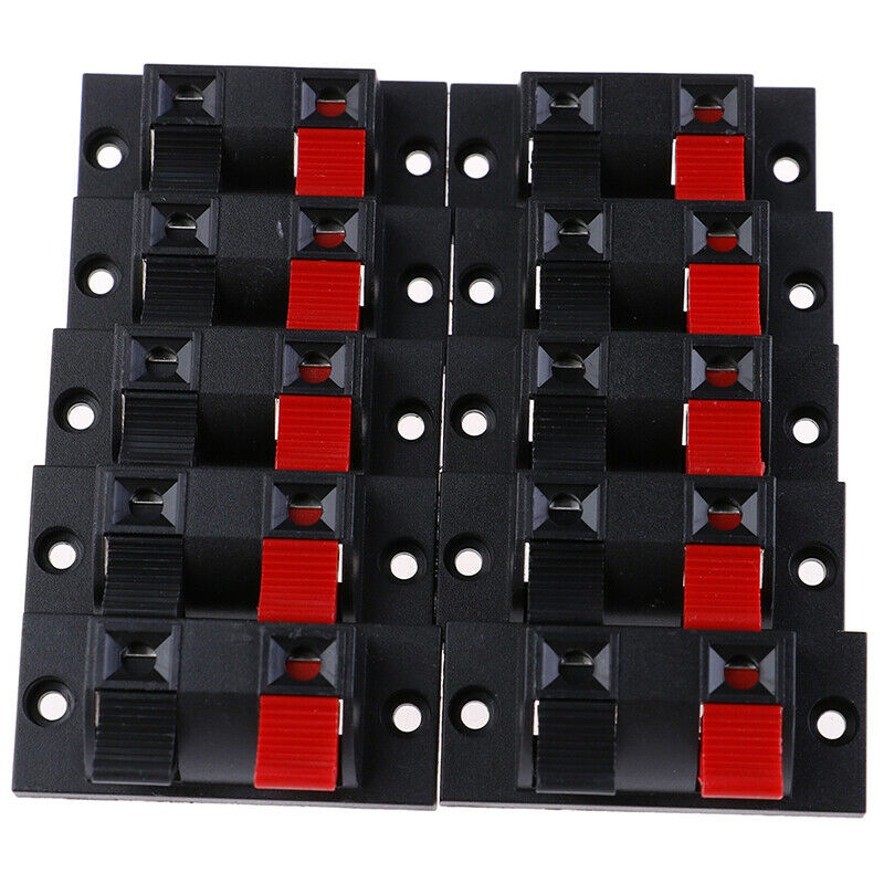 10 x Spring Clip Speaker Terminal Board 2 Ports Binding Post Connector SockeY1