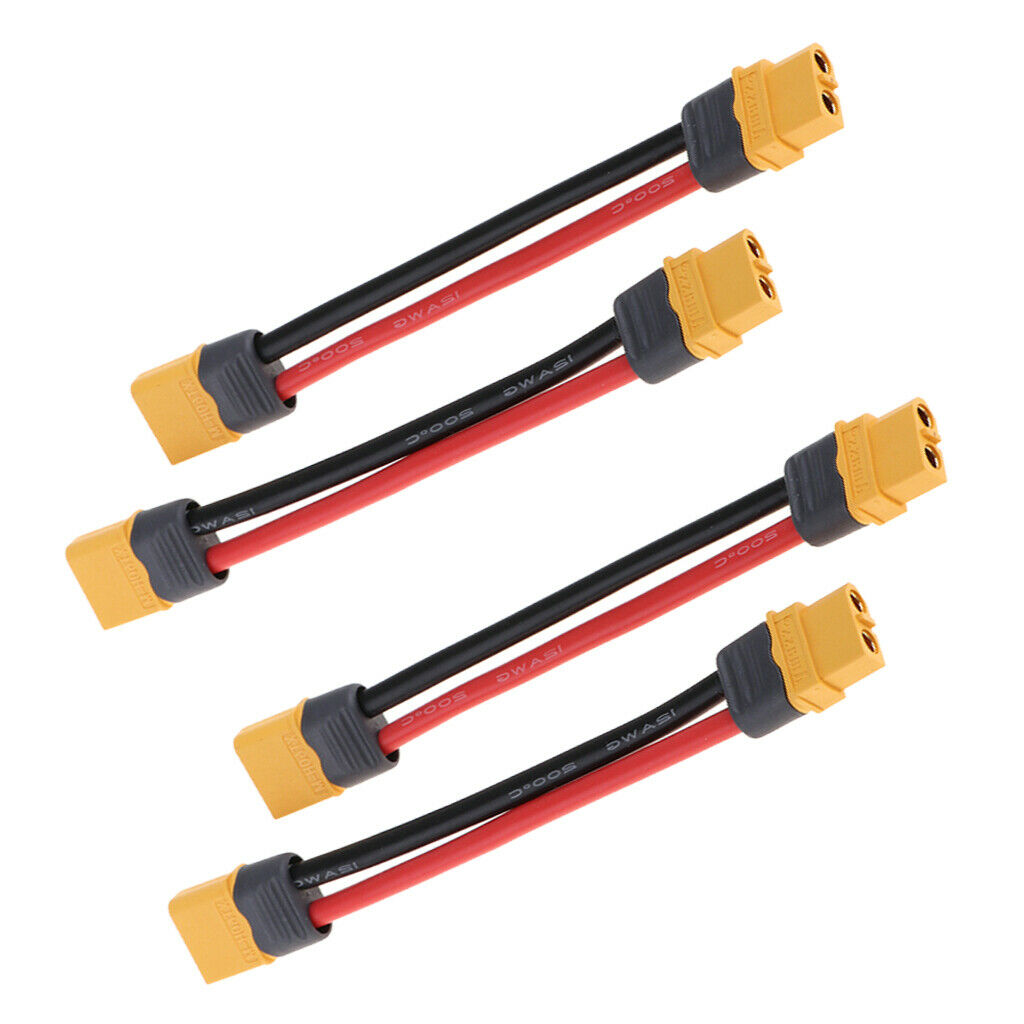 Pack of 4 LIPO Battery Charger Cables XT60 Male to Female 40 Cm
