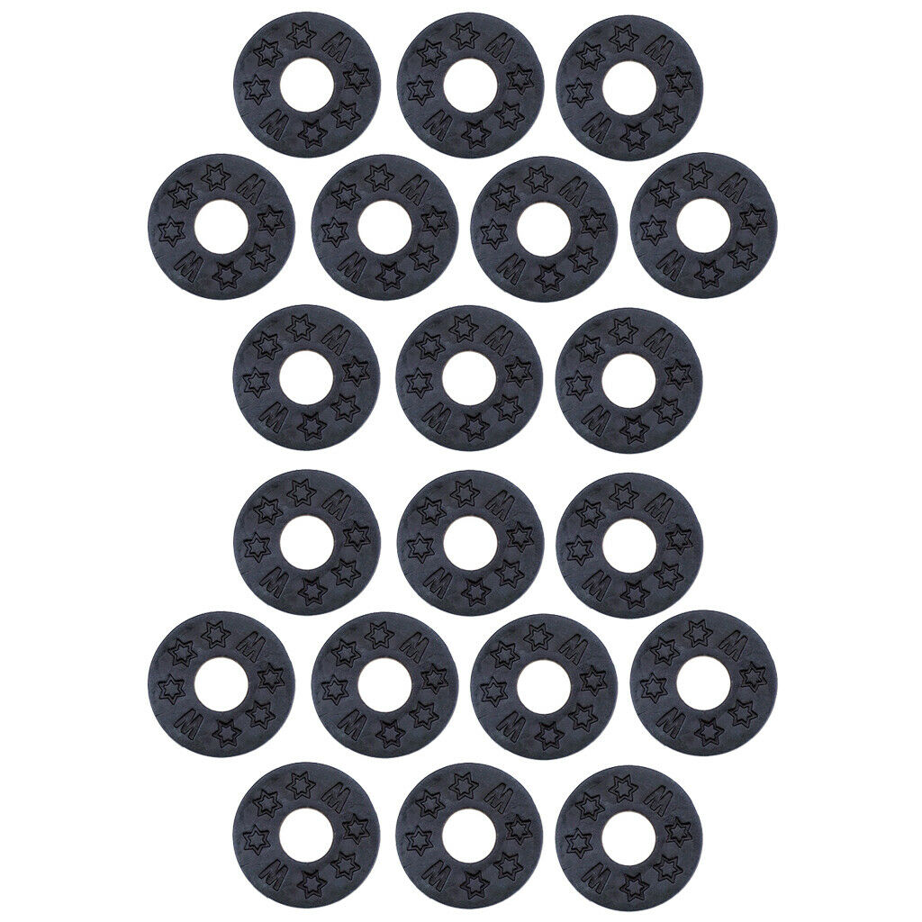 20 Pcs Guitar Bass Strap Block Rubber Safety Strap Lock Washer Saver Black