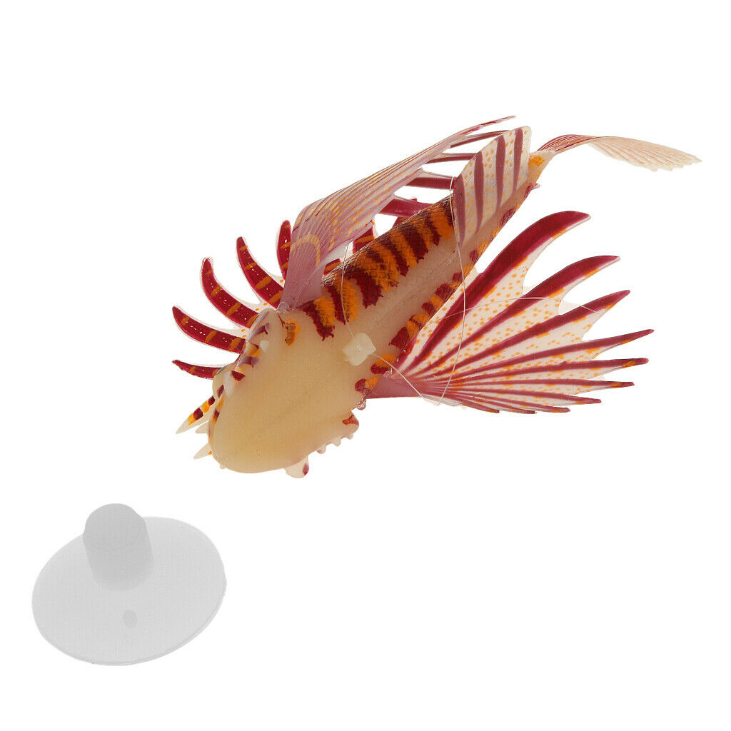 Artificial Silicone Glow Lionfish Snailfish Aquarium Fish Tank Decor ORG S