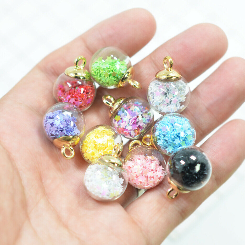 10x 16mm Assorted Color Glass Ball Charms DIY Earring Jewelry Findings