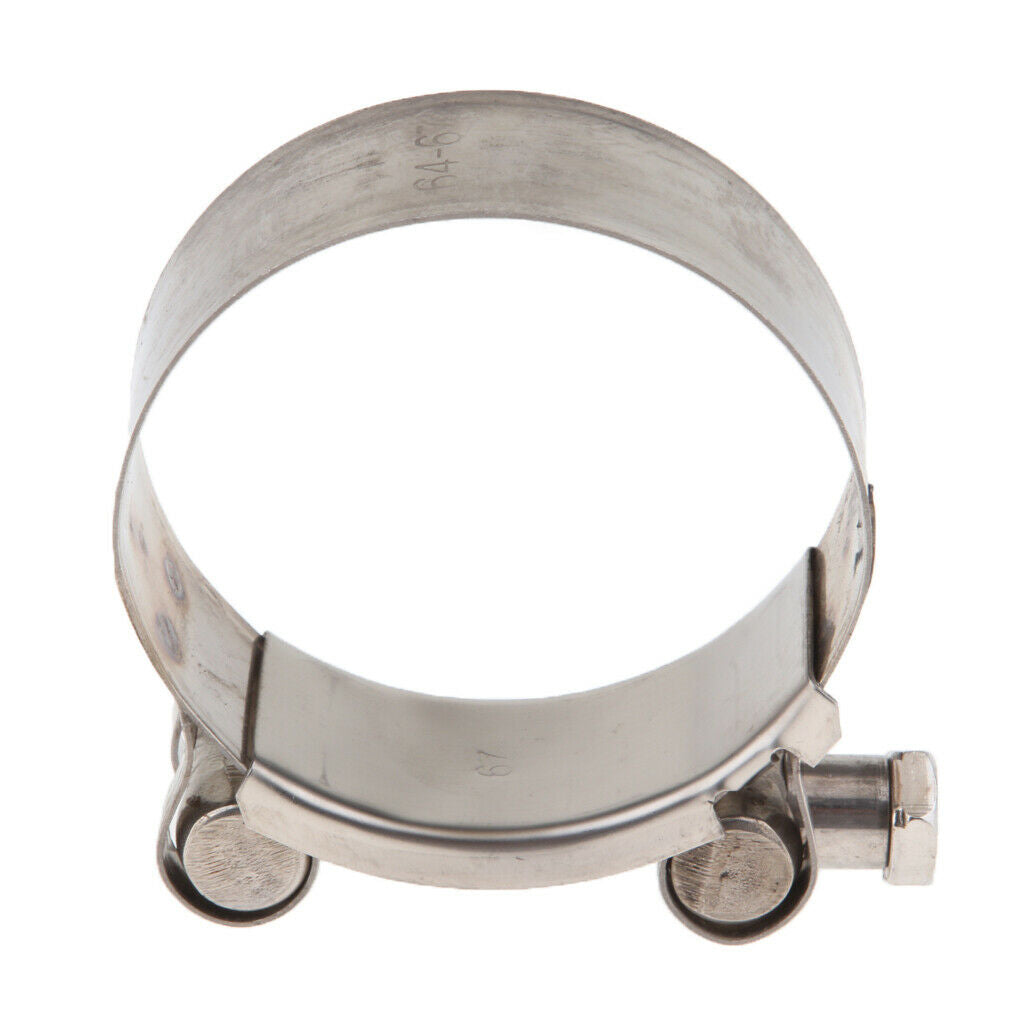 2Pcs Universal Motorcycle Exhaust Pipe Clamp Clip - Stainless Steel 64-67mm