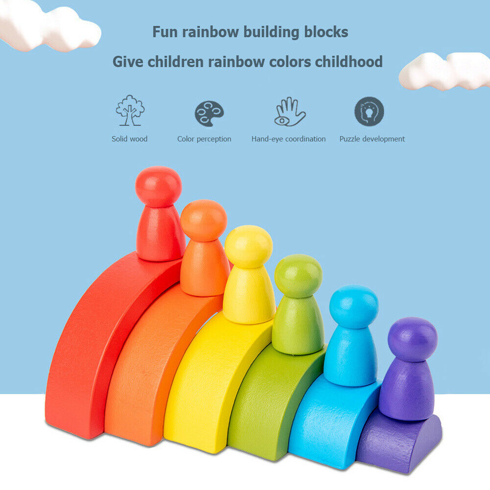 1 Set Rainbow Arch Building Block Toys Puzzle Stacking Brick for Children @