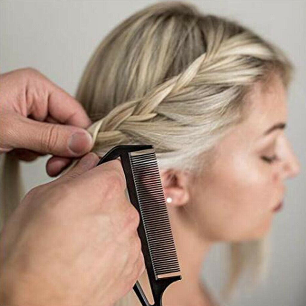 Hairdresser Barber Pin Tail Comb For Styling Hairdressing Weaving Black