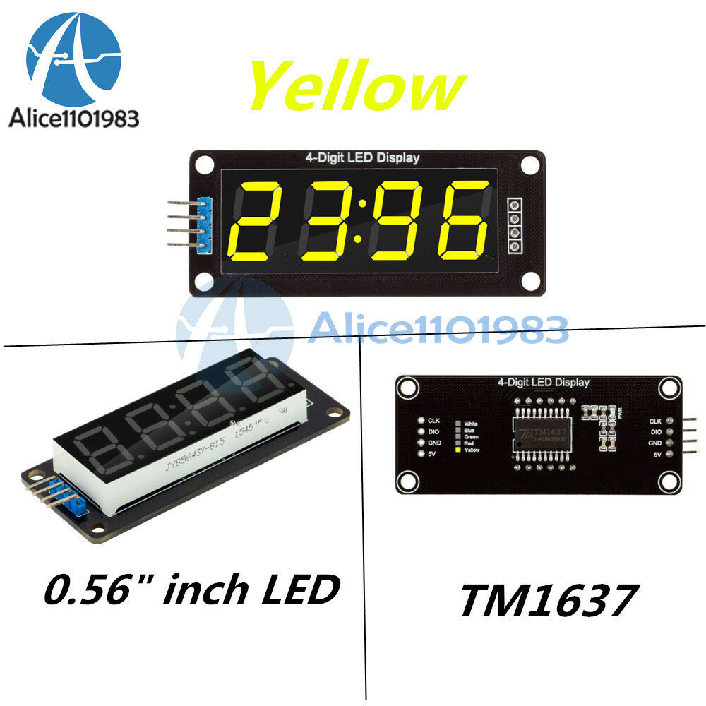 Yellow 0.56" inch TM1637 4-Bits Digital LED Clock Tube Display for Arduino