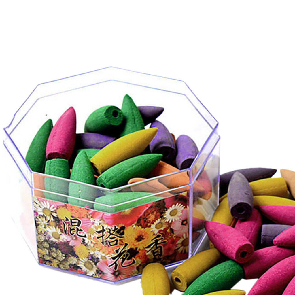 70Pcs Mixed Incense Bullet Cone Zen Yoga Tea House Smoke Tower Backflow Cone