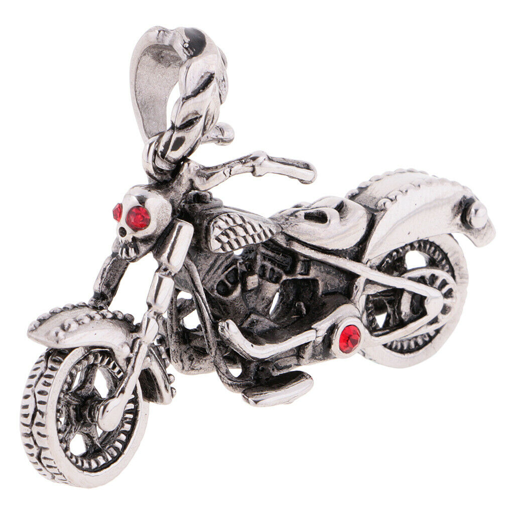 Men's Punk 316L Stainless Steel Motorcycle Gadgets Pendant Necklace Red Eyes