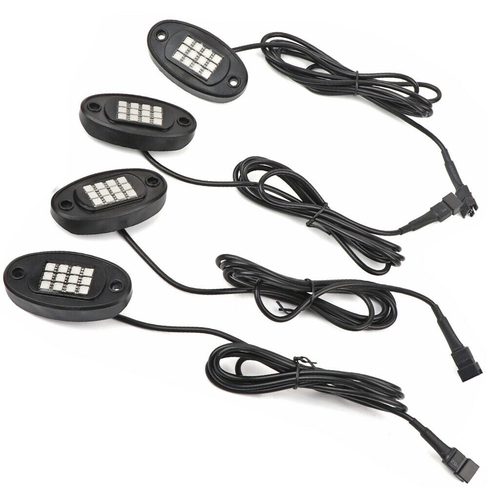 LED Rock Light Kits 4 Pods for Truck UTV ATV with Dimmer Switch new