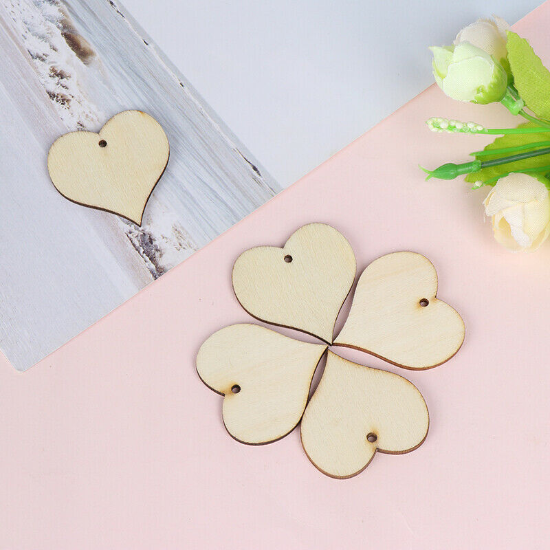 50pcs wooden heart patch Crafts Scrapbooking Supplies Handmade Graffiti BuDEAU