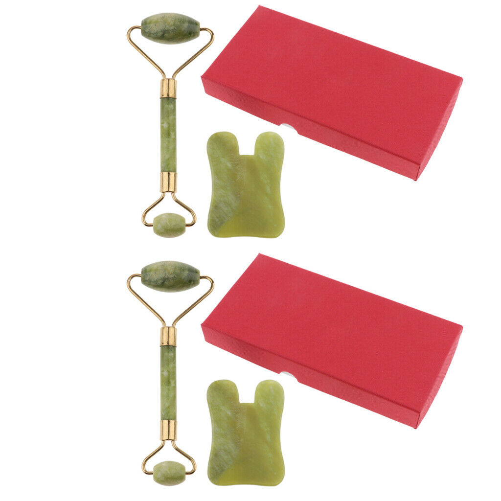 4X Hsiuyen Jade Face Eye Neck Beauty Roller & Gua Sha Scraping Massage Tools