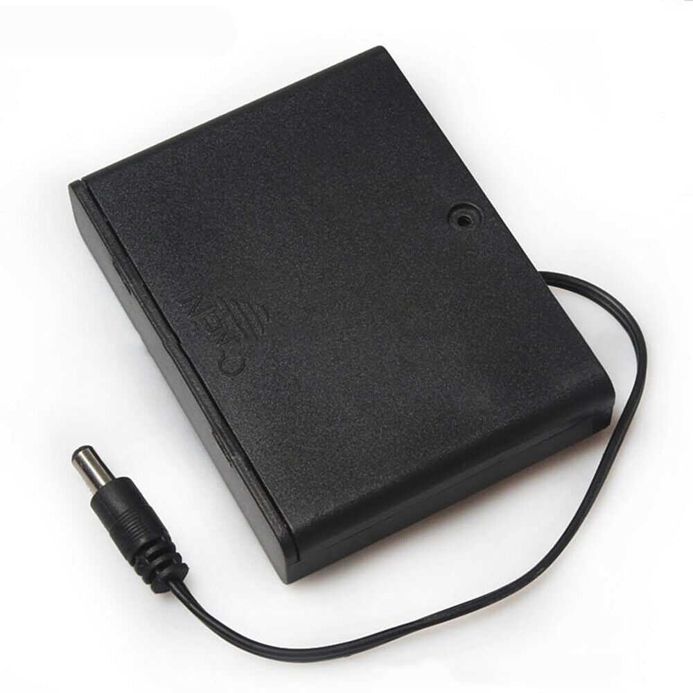 6 AA Battery Holder Case Box & Cover Storage Holder Organizer with DC Head 9V