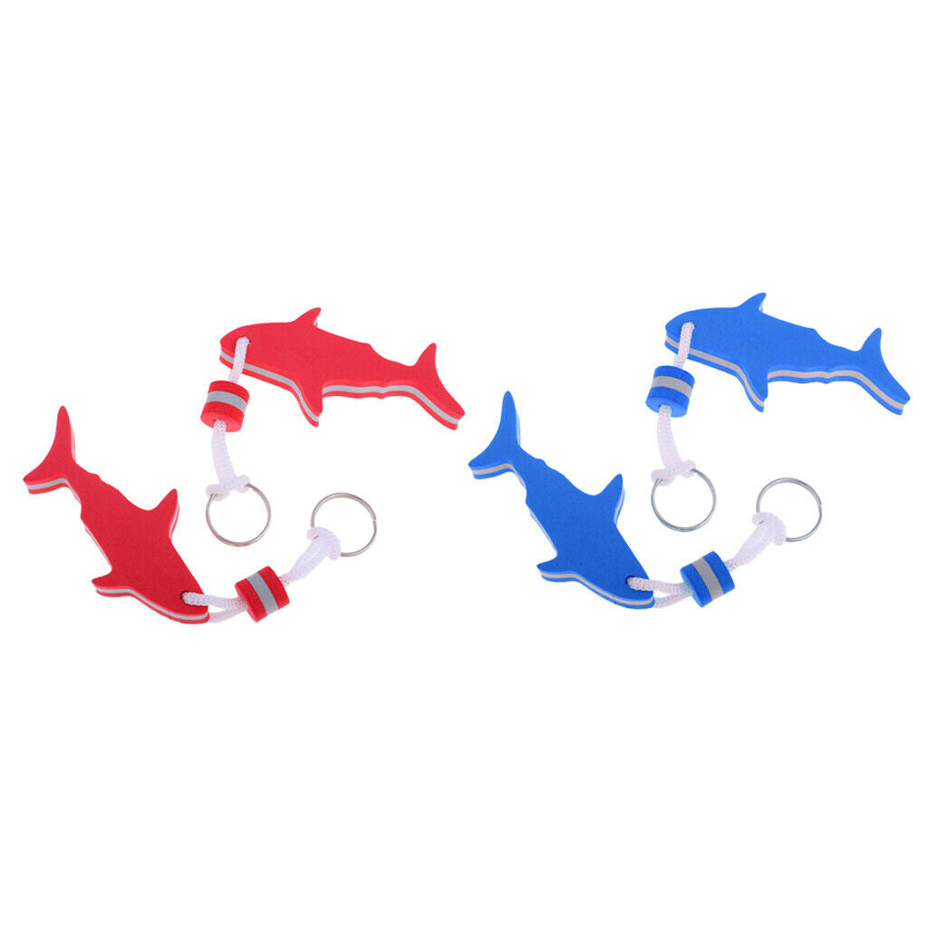 Pack 4 Shark Floating Keychain Keyring Water Buoyant Key Holder for Beach Swim